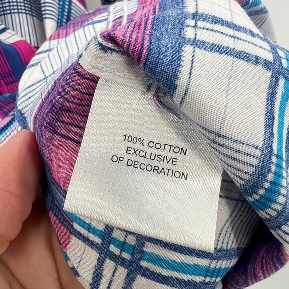 Tailorbyrd Collection 100% Cotton Pink Blue Check Button Front Shirt XL - Picture 4 of 5